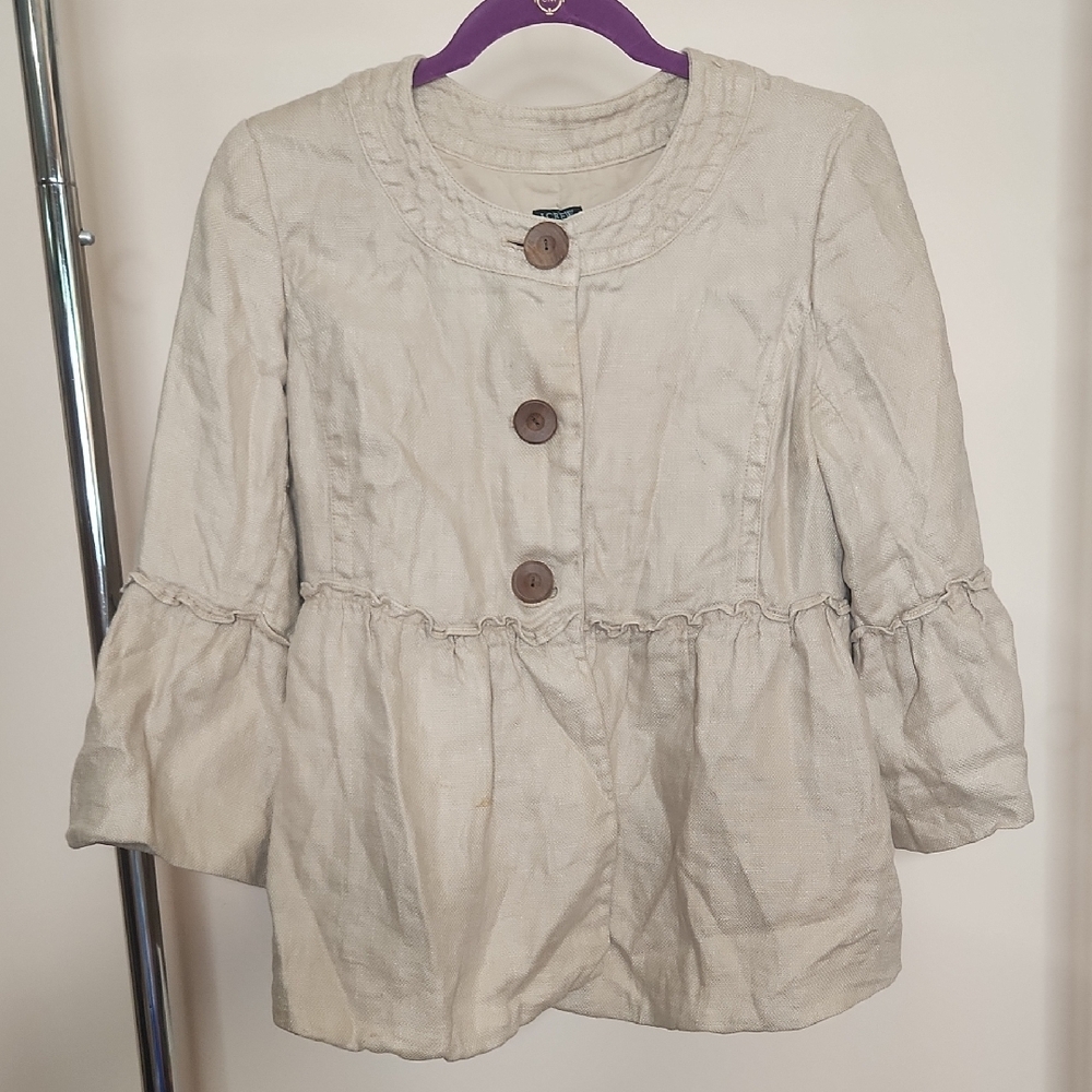 Linen Cream Button-Up Jacket